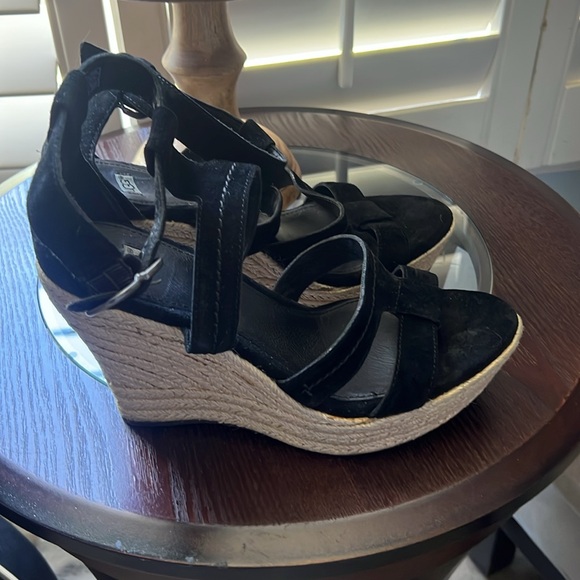 UGG Shoes - UGG, Lauri Womens Size 9 Wedge Shoes Platform Rope Sandals Style 1000403 Black